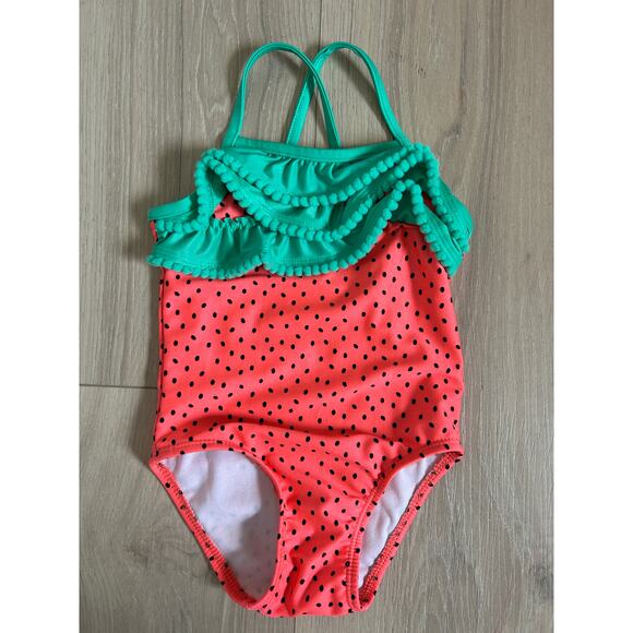 Cat & Jack Baby Girl Watermelon One Piece Swimsuit - 18 Months - Picture 2 of 5